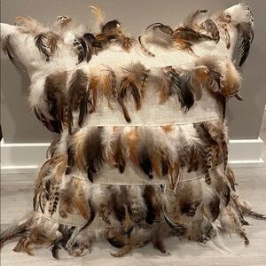 Decorum Large 24” Feathers on Linen Down Throw Accent Pillow